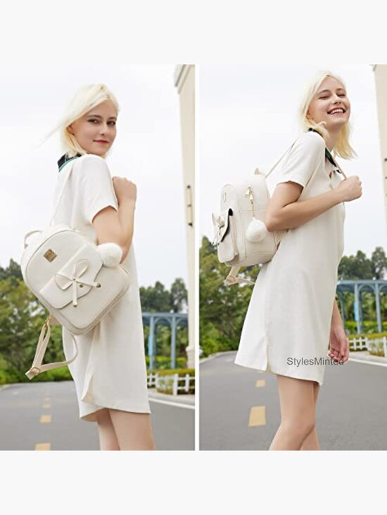 Mini PU Leather Backpack Purse Set - 3 Piece Daypack Travel Bag main image 6
